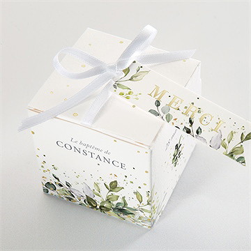 Boîte de dragées baptême en lumière dorure - Dessus de la boîte