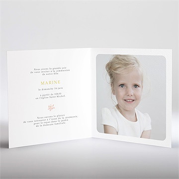 Faire-part communion gravures végétales dorure - Intérieur du faire-part