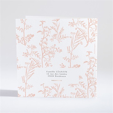 Faire-part communion gravures végétales dorure - Dos du faire-part