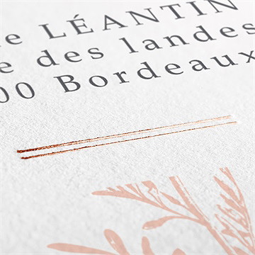 Faire-part communion gravures végétales dorure - Détail du faire-part