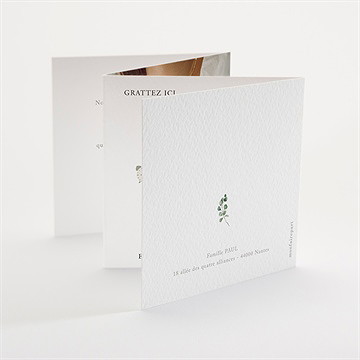 Faire-part communion gravée au coeur accordéon - Dos du faire-part