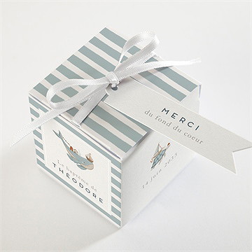 Boîte de dragées baptême animaux marins - Dessus de la boîte