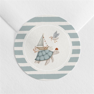 Sticker baptême animaux marins argent