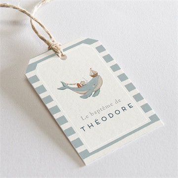 Etiquette baptême animaux marins argent