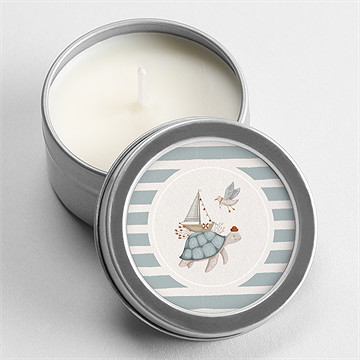 Bougie baptême animaux marins argent