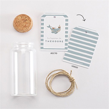 Mignonette baptême animaux marins étiquette - Vue d'ensemble