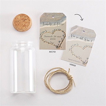 Boîte de dragées mariage dans le sable mignonette - Vue d'ensemble