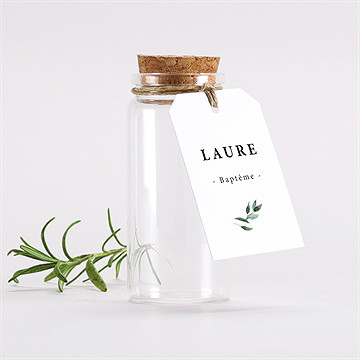 Boîte de dragées baptême décoration végétale mignonette