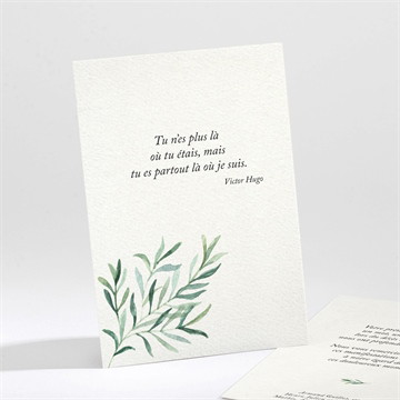 Remerciement décès élégant branchage portrait