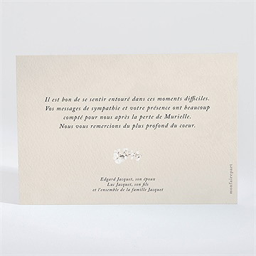 Remerciement décès bouquet blanc paysage - Dos de la carte