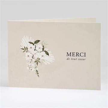 Remerciement décès bouquet blanc plié