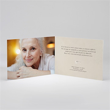 Remerciement décès bouquet blanc plié - Intérieur du remerciement