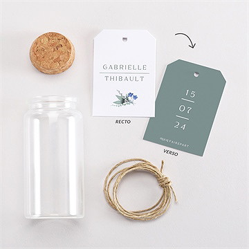 Boîte de dragées mariage poésie d'aquarelle mignonette - Vue d'ensemble