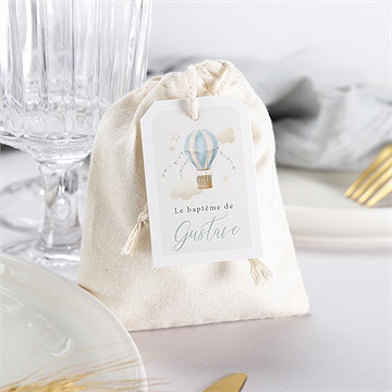 Boîte de dragées baptême ma montgolfière pochon