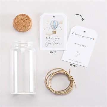 Boîte de dragées baptême ma montgolfière mignonette - Vue d'ensemble