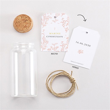 Boîte de dragées communion gravures végétales mignonette - Vue d'ensemble