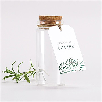 Boîte de dragées communion touche champêtre mignonette - Mise en situation