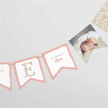 Guirlande baptême initiales à motifs étiquette