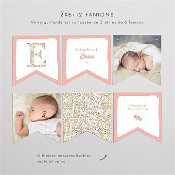 Guirlande baptême initiales à motifs - Vue d'ensemble