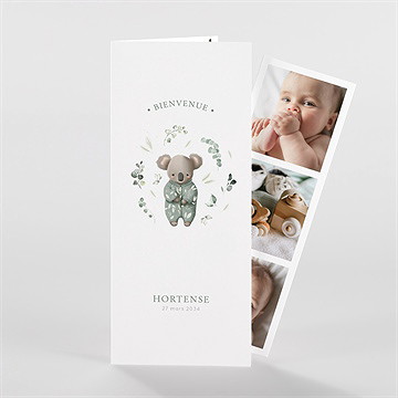 Faire-part naissance koala jungle photomaton