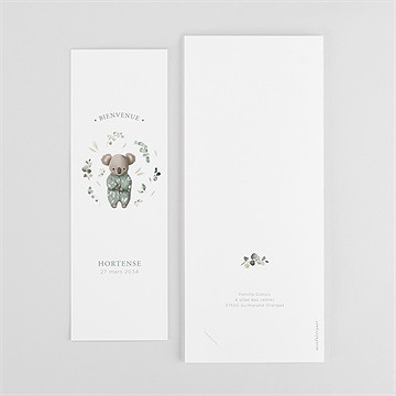 Faire-part naissance koala jungle photomaton - Dos du faire-part
