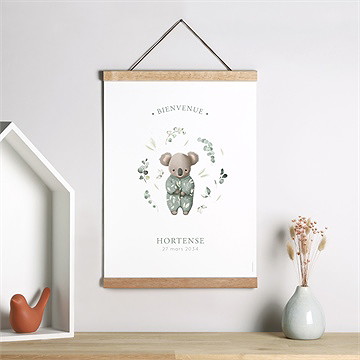 Affiche naissance koala jungle - Mise en situation
