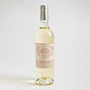 Etiquette de bouteille mariage hippie - Mise en situation