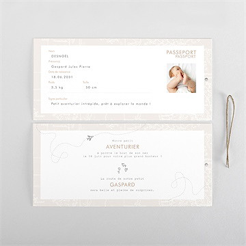Faire-part naissance premier passeport pochette duo - Cartes intérieures recto