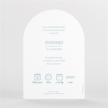 Faire-part naissance pictogrammes arche - Dos du faire-part