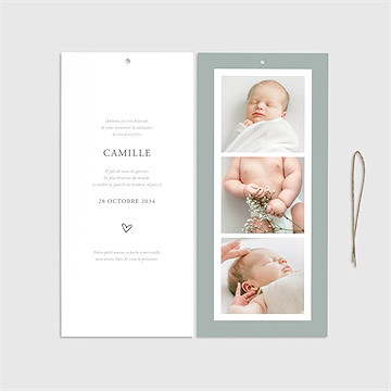 Faire-part naissance le photomaton pochette duo - Cartes intérieures recto