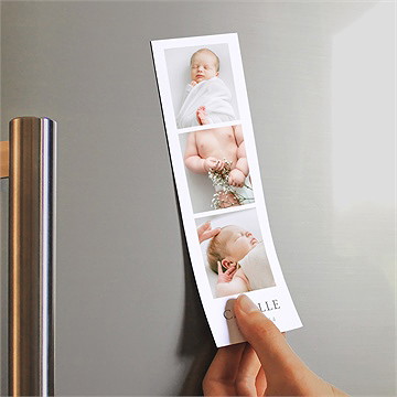 Faire-part naissance le photomaton duo magnet - Mise en situation