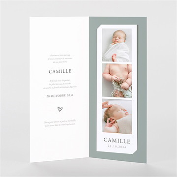 Faire-part naissance le photomaton duo magnet - Intérieur du faire-part