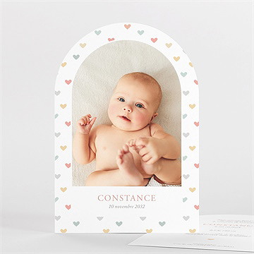 Faire-part naissance petits cœurs arche