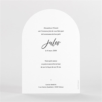 Faire-part naissance tendresse arche - Dos du faire-part