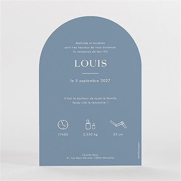 Faire-part naissance moderne et tendance arche - Dos du faire-part