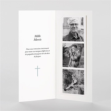 Remerciement décès simple elégance photomaton - Intérieur du faire-part