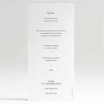 Menu mariage bel éclat - Dos du menu