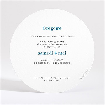 Invitation anniversaire ballon 30 ans - Dos