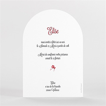 Invitation anniversaire 40 printemps arche - Dos du faire-part