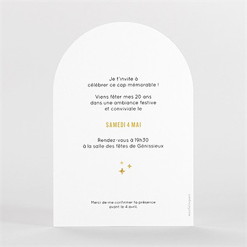 Invitation anniversaire paillette 20 ans - Dos du faire-part