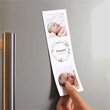 Faire-part naissance gaiement duo magnet - Mise en situation