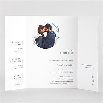 Faire-part mariage pureté 2 volets - Vue Interieur