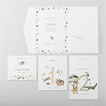 Faire-part naissance ma petite savane - Vue d'ensemble intérieur