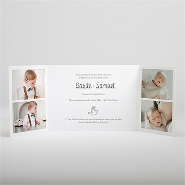 Faire-part de baptême petits frères - Intérieur du faire-part