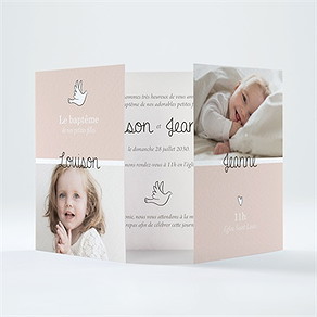 Faire-part de baptême petites soeurs