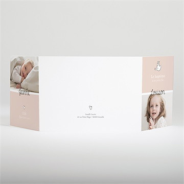 Faire-part de baptême petites soeurs - Dos du faire-part