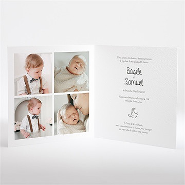 Faire-part de baptême petits frères plié - Intérieur du faire-part