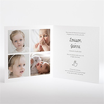 Faire-part de baptême petites soeurs plié - Intérieur du faire-part