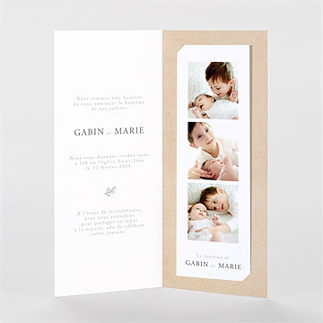 Faire-part de baptême frère et soeur duo magnet - Intérieur du faire-part