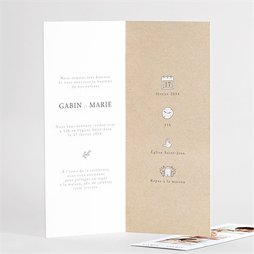 Faire-part de baptême frère et soeur duo magnet - Détail du faire-part